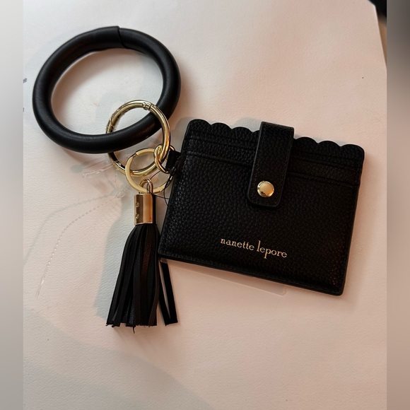 Nanette Lepore Accessories - Black bracelet with a gold o- ring for car keys and credit card holder.